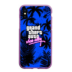 Чехол iPhone XS Max матовый Vice cuty gta tropic steel, цвет: 3D-фиолетовый