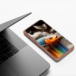 Чехол iPhone XS Max матовый Рыба в облаках - сюрреализм, цвет: 3D-коричневый — фото 2