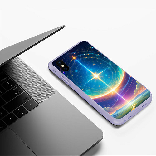 Чехол iPhone XS Max матовый Звезда галактики / 3D-Светло-сиреневый – фото 3