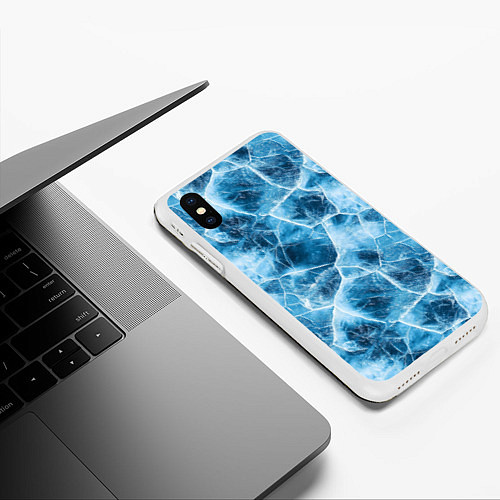 Чехол iPhone XS Max матовый Текстура льда / 3D-Белый – фото 3