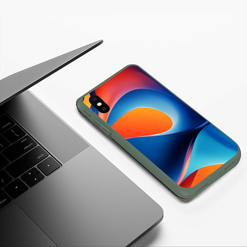 Чехол iPhone XS Max матовый Абстрактный геометрический градиент / 3D-Темно-зеленый – фото 3