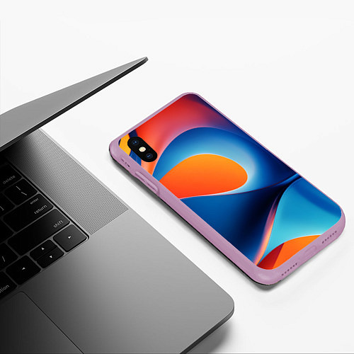 Чехол iPhone XS Max матовый Абстрактный геометрический градиент / 3D-Сиреневый – фото 3