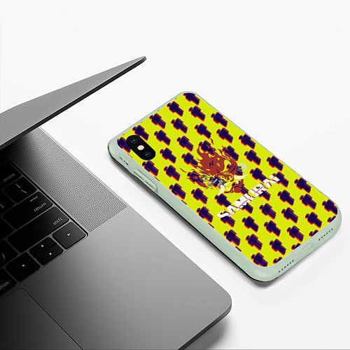 Чехол iPhone XS Max матовый Samurai человечки / 3D-Салатовый – фото 3