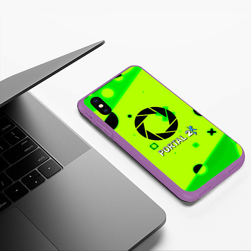 Чехол iPhone XS Max матовый Portal 2 geometry steel / 3D-Фиолетовый – фото 3