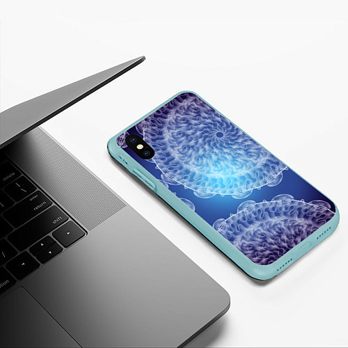 Чехол iPhone XS Max матовый Гигантские морские медузы / 3D-Мятный – фото 3