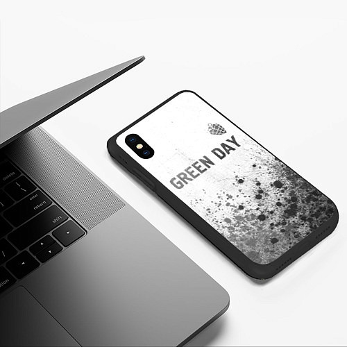 Чехол iPhone XS Max матовый Green Day - white gradient посередине / 3D-Черный – фото 3