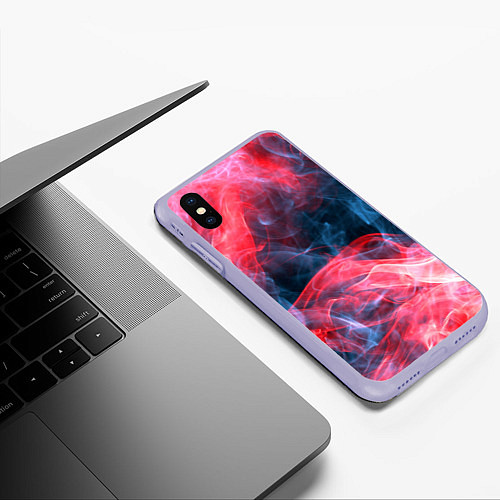 Чехол iPhone XS Max матовый Дымная текстура / 3D-Светло-сиреневый – фото 3