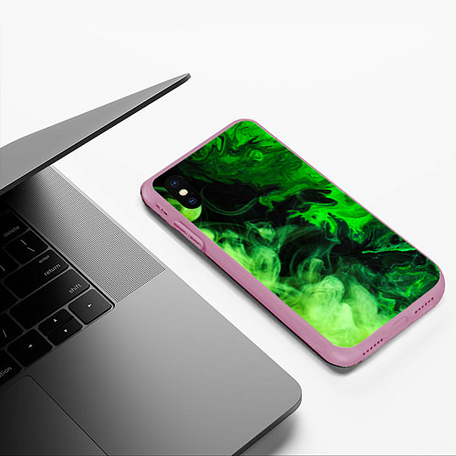 Чехол iPhone XS Max матовый Ядовитый зеленый дым / 3D-Розовый – фото 3