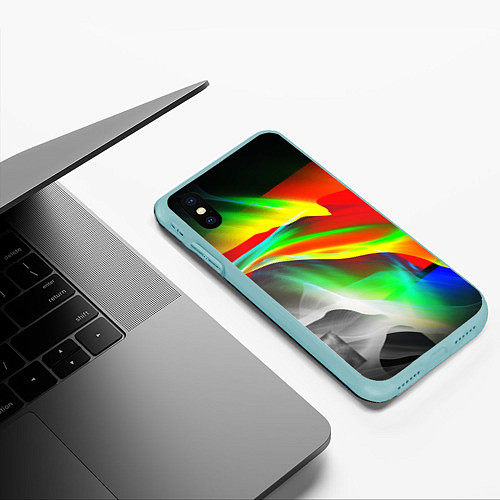 Чехол iPhone XS Max матовый Текстура краски / 3D-Мятный – фото 3