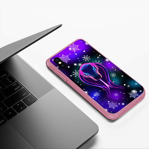 Чехол iPhone XS Max матовый Космическая кобра / 3D-Малиновый – фото 3