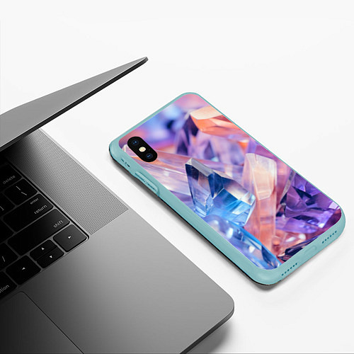 Чехол iPhone XS Max матовый Розовые минералы / 3D-Мятный – фото 3