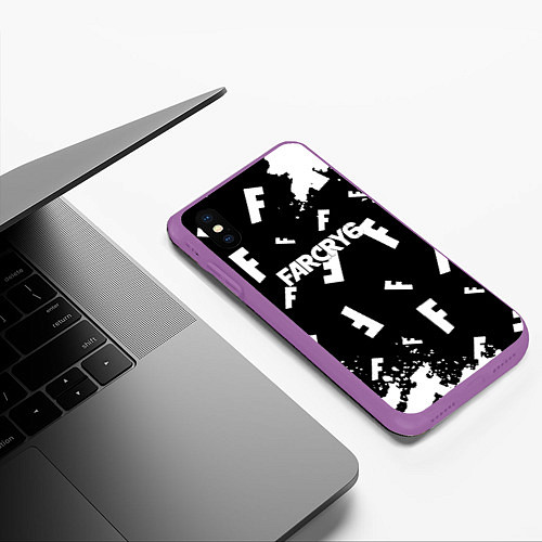 Чехол iPhone XS Max матовый FC6 logo pattern / 3D-Фиолетовый – фото 3