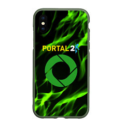 Чехол iPhone XS Max матовый Portal green flame, цвет: 3D-темно-зеленый