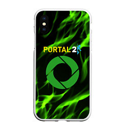 Чехол iPhone XS Max матовый Portal green flame, цвет: 3D-белый