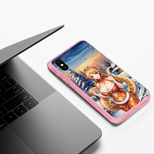 Чехол iPhone XS Max матовый Девушка - змея символ 2025 / 3D-Баблгам – фото 3