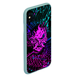 Чехол iPhone XS Max матовый Cyberpunk 2077 dragon neon, цвет: 3D-мятный — фото 2