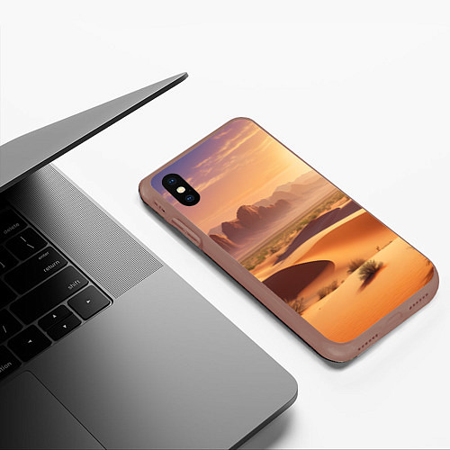 Чехол iPhone XS Max матовый Закат в жаркой пустыне / 3D-Коричневый – фото 3