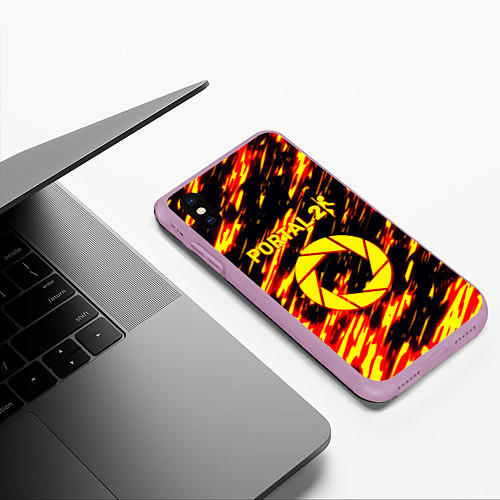 Чехол iPhone XS Max матовый Portal огненный стиль / 3D-Сиреневый – фото 3