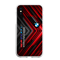 Чехол iPhone XS Max матовый BMW geometry stripes red, цвет: 3D-белый