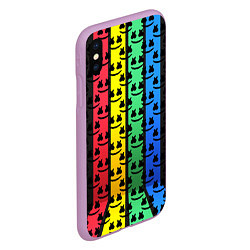 Чехол iPhone XS Max матовый Marshmello neon music dj, цвет: 3D-сиреневый — фото 2