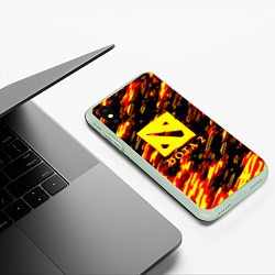 Чехол iPhone XS Max матовый DOTA2 огенный стиль текстура, цвет: 3D-салатовый — фото 2