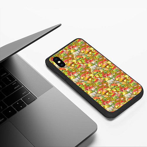 Чехол iPhone XS Max матовый Грибы и королек / 3D-Черный – фото 3