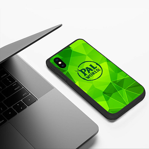 Чехол iPhone XS Max матовый Palworld green poly / 3D-Черный – фото 3