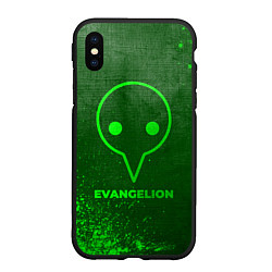 Чехол iPhone XS Max матовый Evangelion - green gradient, цвет: 3D-черный