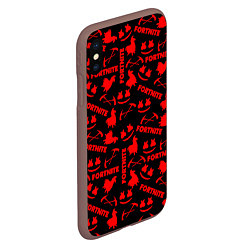 Чехол iPhone XS Max матовый Fortnite pattern game red, цвет: 3D-коричневый — фото 2