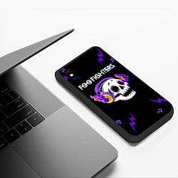 Чехол iPhone XS Max матовый Foo Fighters неоновый череп, цвет: 3D-черный — фото 2