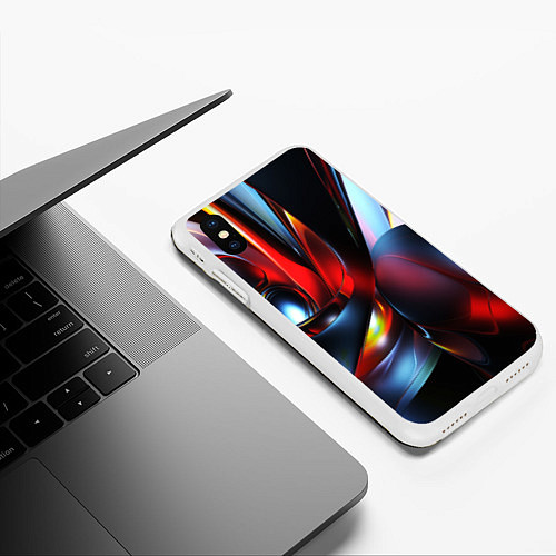 Чехол iPhone XS Max матовый Абстрактные волны геометрия / 3D-Белый – фото 3