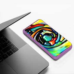 Чехол iPhone XS Max матовый Акварельные краски мозаика, цвет: 3D-фиолетовый — фото 2