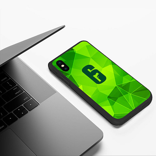 Чехол iPhone XS Max матовый Rainbow Six green poly / 3D-Черный – фото 3