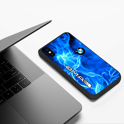 Чехол iPhone XS Max матовый BMW flower flame / 3D-Черный – фото 3