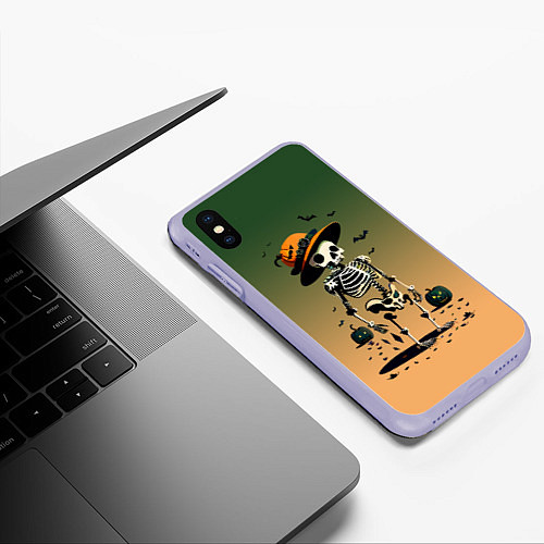 Чехол iPhone XS Max матовый Funny skeleton - ai art fantasy / 3D-Светло-сиреневый – фото 3