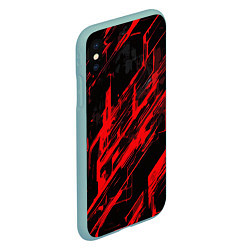 Чехол iPhone XS Max матовый Red stripes on a black background, цвет: 3D-мятный — фото 2