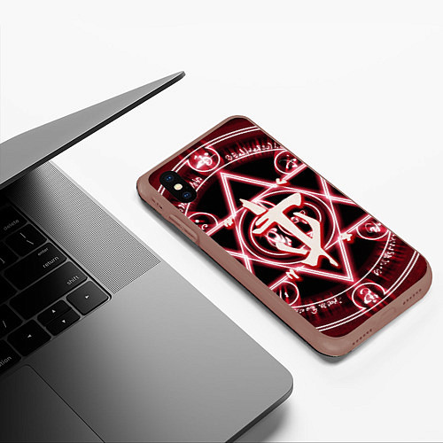 Чехол iPhone XS Max матовый Doom logo / 3D-Коричневый – фото 3