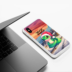 Чехол iPhone XS Max матовый 2025 новогодняя змейка, цвет: 3D-белый — фото 2