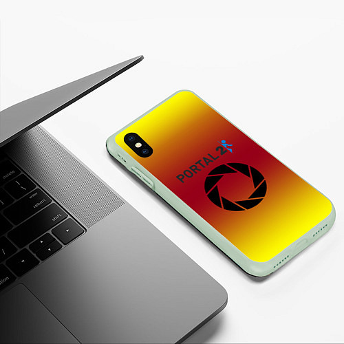 Чехол iPhone XS Max матовый Portal 2 gradient / 3D-Салатовый – фото 3