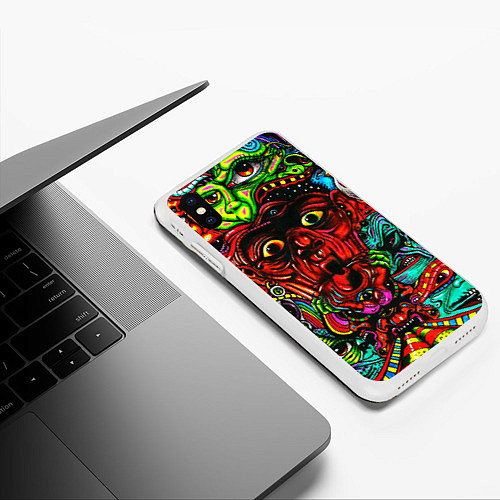 Чехол iPhone XS Max матовый Мексиканский стиль психоделика / 3D-Белый – фото 3