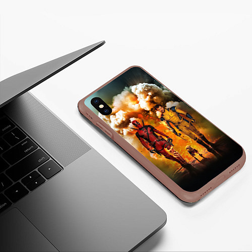 Чехол iPhone XS Max матовый Дэдпул и Росомаха - Догпуля / 3D-Коричневый – фото 3