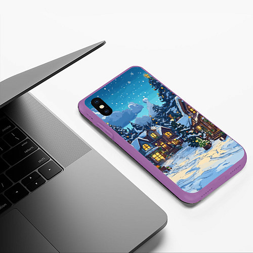 Чехол iPhone XS Max матовый Город перед новым годом / 3D-Фиолетовый – фото 3