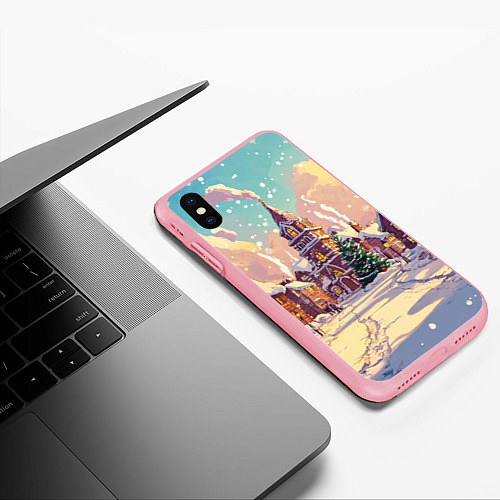 Чехол iPhone XS Max матовый Пустой новогодний городок / 3D-Баблгам – фото 3