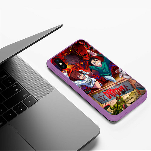 Чехол iPhone XS Max матовый Кэн и Момо Dandadan / 3D-Фиолетовый – фото 3