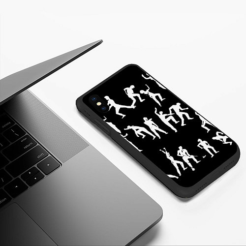 Чехол iPhone XS Max матовый Silhouettes of moving people / 3D-Черный – фото 3