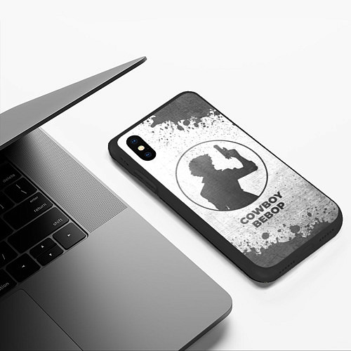 Чехол iPhone XS Max матовый Cowboy Bebop - white gradient / 3D-Черный – фото 3