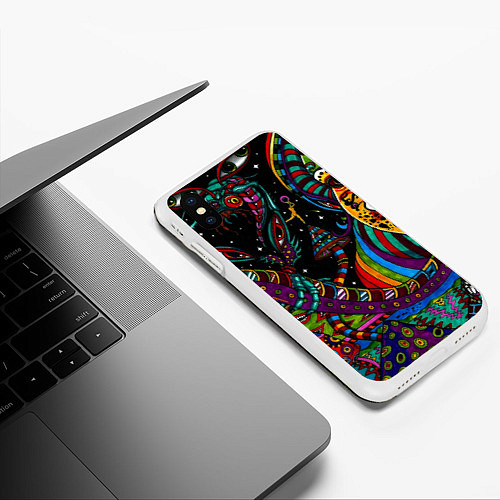 Чехол iPhone XS Max матовый Оптический узор девушка / 3D-Белый – фото 3