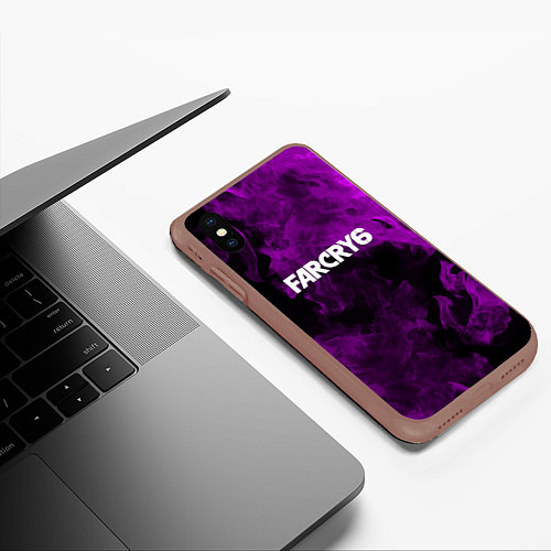 Чехол iPhone XS Max матовый Farcry neon fire / 3D-Коричневый – фото 3