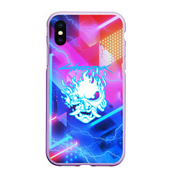 Чехол iPhone XS Max матовый Cyberpunk samurai storm, цвет: 3D-сиреневый