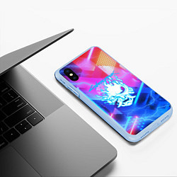 Чехол iPhone XS Max матовый Cyberpunk samurai storm, цвет: 3D-голубой — фото 2